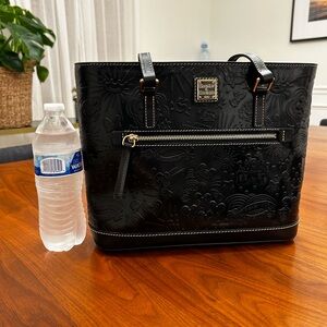 Disney Sketch Embossed Black Leather Tote